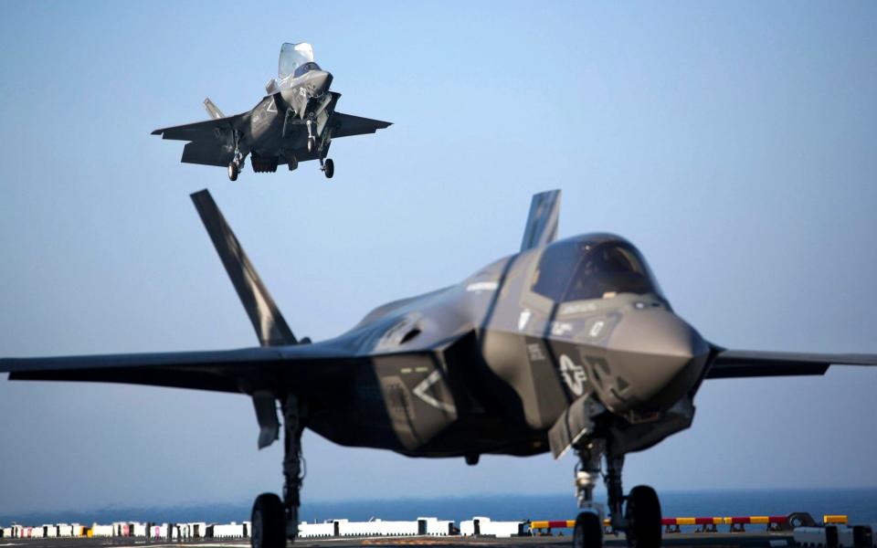 Two F-35B Lightning II Joint Strike Fighters complete vertical landings aboard the USS Wasp  - PA