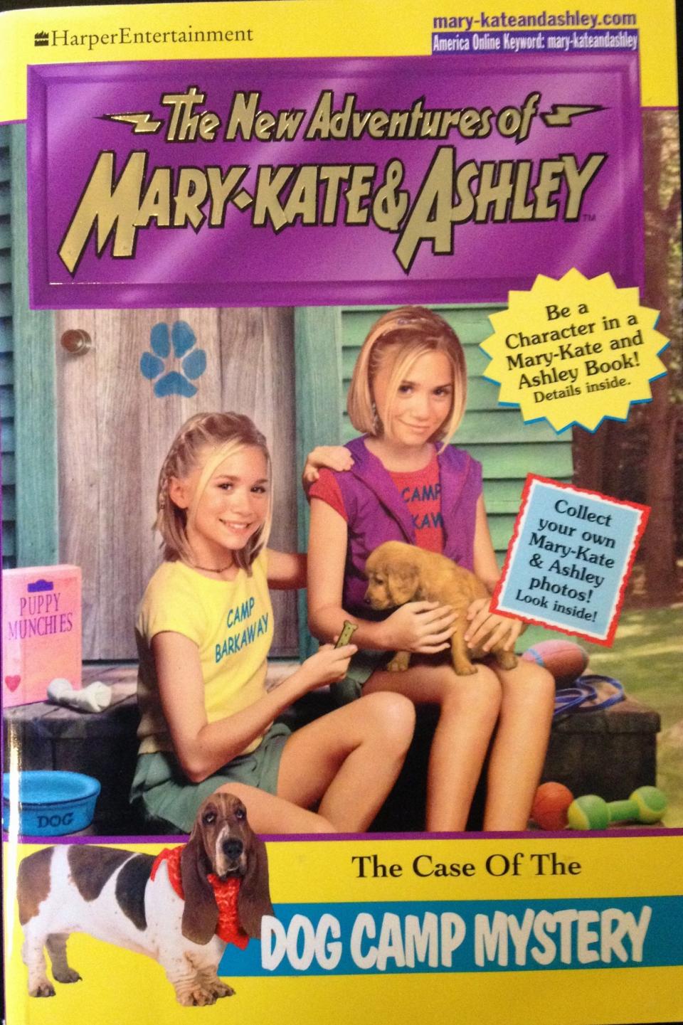 Book cover of Mary Kate and Ashley Olsen, sitting with a dog