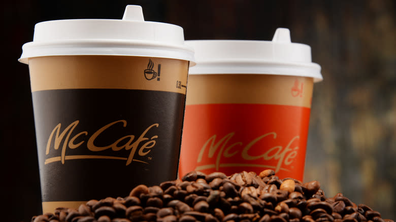 Mcdonald's coffee cups and beans