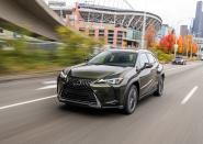 <p>Leading the pack in efficiency is the all-new <a href="https://www.caranddriver.com/lexus/ux" rel="nofollow noopener" target="_blank" data-ylk="slk:Lexus UX200;elm:context_link;itc:0;sec:content-canvas" class="link ">Lexus UX200</a>. Powered by a 169-hp 2.0-liter inline-four with a CVT, it achieves an EPA combined 33 mpg. Available in front-wheel drive (you’ll need to get the <a href="https://www.caranddriver.com/reviews/a23065063/2019-lexus-ux-crossover-first-drive/" rel="nofollow noopener" target="_blank" data-ylk="slk:hybrid model if you want all-wheel drive;elm:context_link;itc:0;sec:content-canvas" class="link ">hybrid model if you want all-wheel drive</a>), the UX200 comes standard with 18-inch wheels, a 7.0-inch infotainment display, eight-way adjustable front seats, and a leather interior.</p>