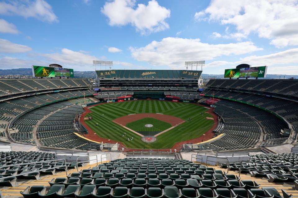 A view of the Oakland Coliseum before a game in September.