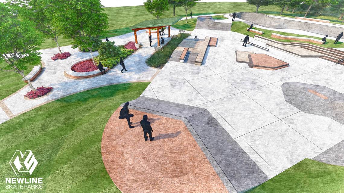 Renderings of the new Lenexa skatepark at 8801 Greenway Lane, which is set to open this fall.