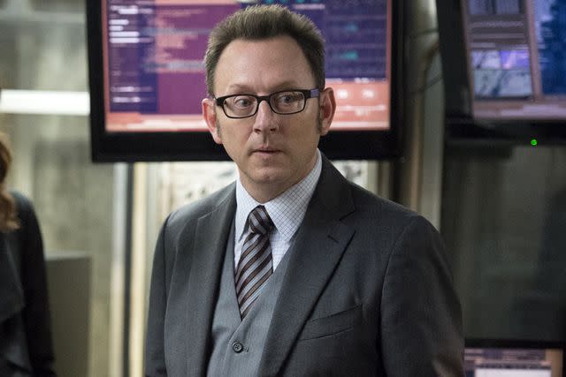 <p>John Paul Filo/CBS via Getty</p> Michael Emerson as Harold Finch, who is engaged to Carrie Preston's Grace Hendricks, in 'Person of Interest'