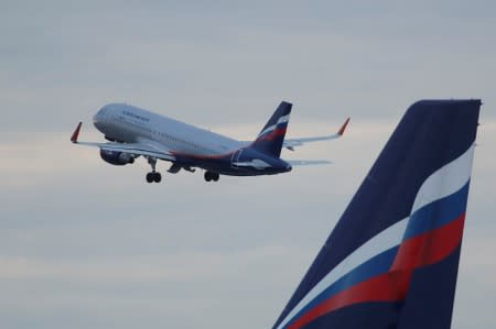 FILE PHOTO: An Aeroflot Airbus A320 aircraft takes off at Sheremetyevo International Airport outside Moscow