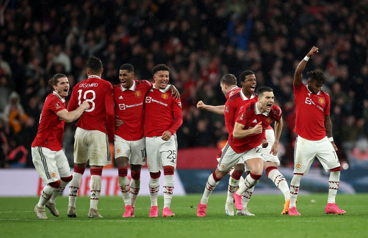 Manchester United will face neighbours Manchester City in the FA Cup final   (The FA via Getty Images)