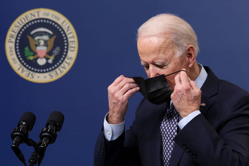 U.S. President Biden participates in an event on state of U.S. coronavirus vaccinations at the White House in Washington