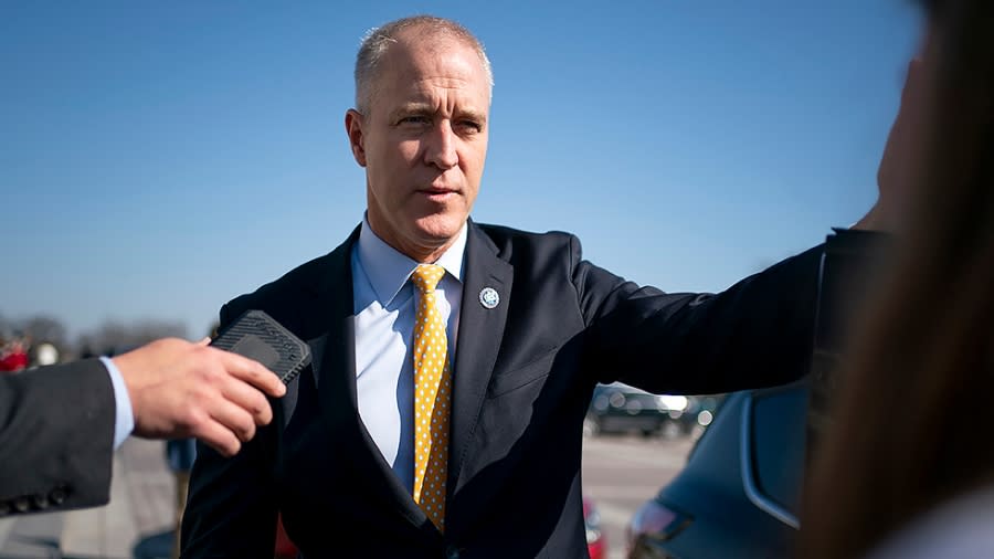Rep. Sean Maloney (D-N.Y.) speaks to reporters as he leaves the House Chamber following the final vote of the week regarding the Creating a Respectful and Open World for Natural Hair Act on Friday, March 18, 2022.