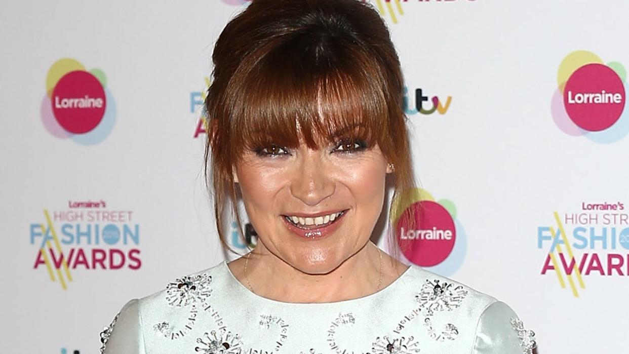 Lorraine Kelly in a white embellished dress