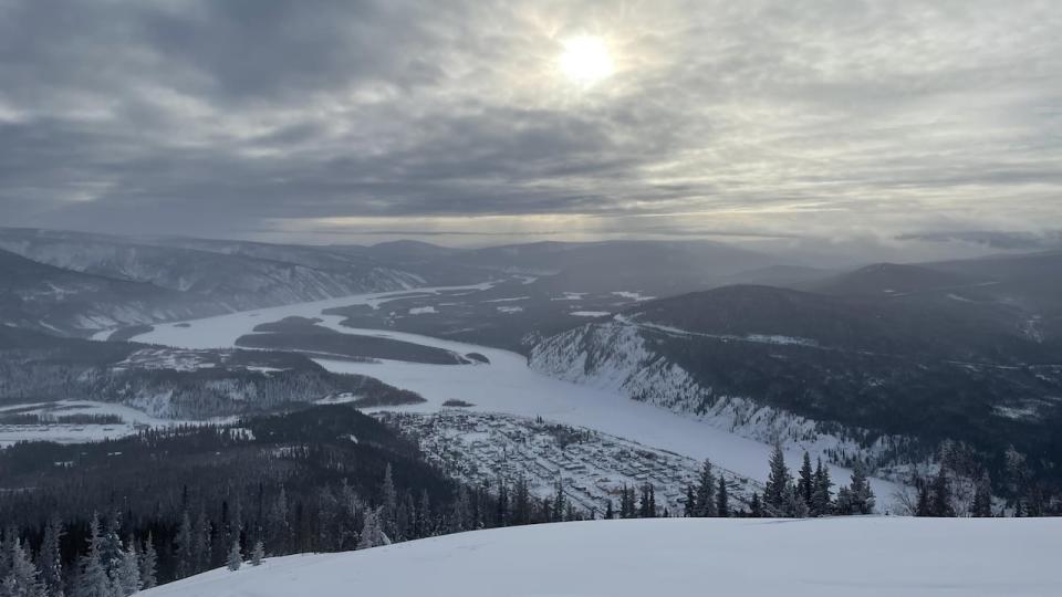 Overlooking Dawson City, Yukon, in winter, from the dome.