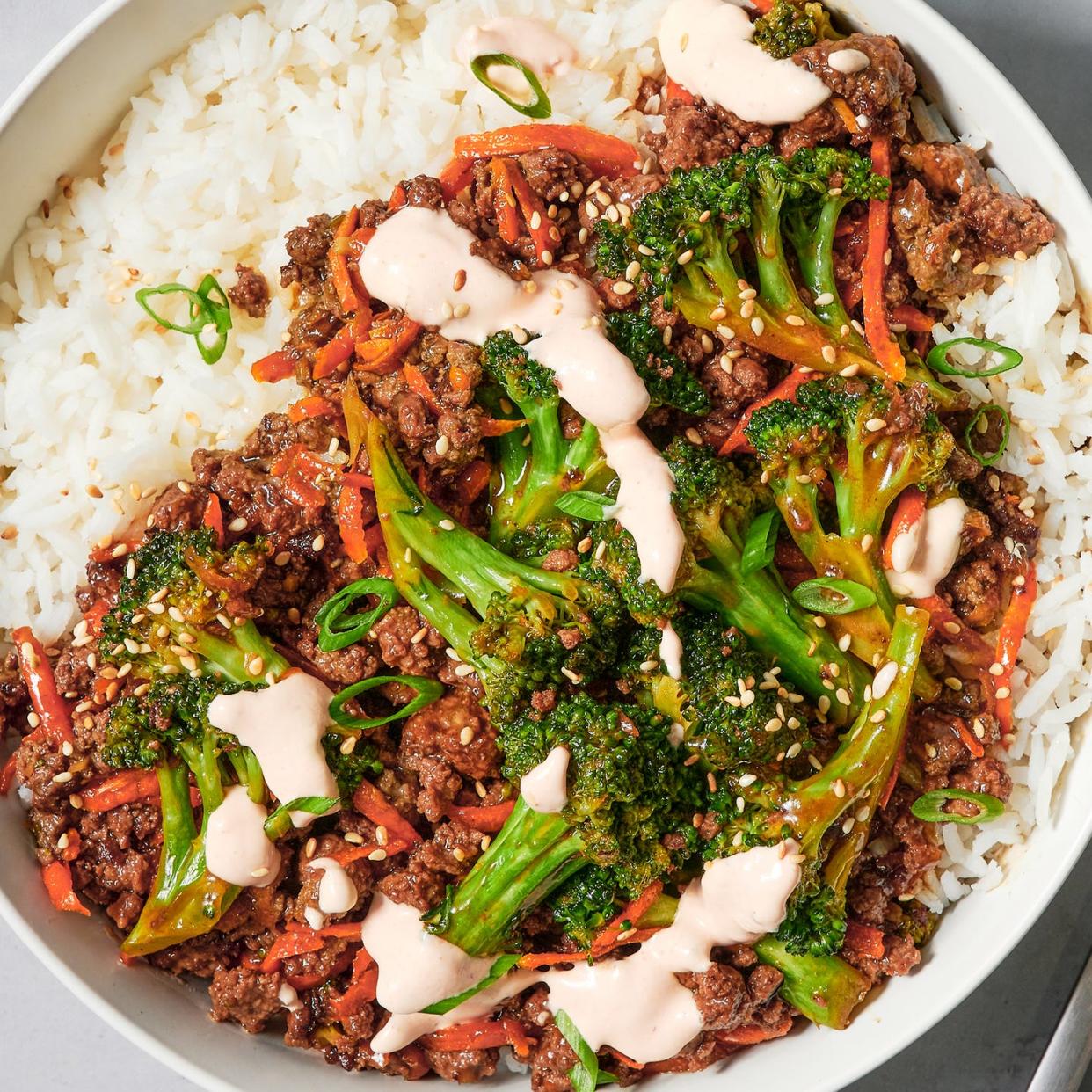 teriyaki based ground beef stir fry with broccoli