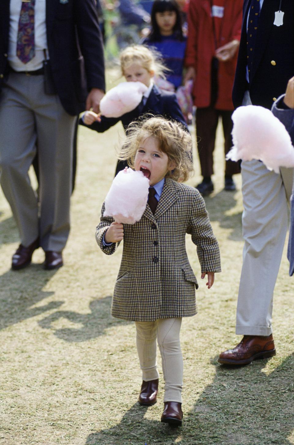 Princess Eugenie knows it isn't a day at the fair without some cotton candy! "#tbt to really cool moments in life!!" she <a href="https://www.instagram.com/p/BnrBUHrlWc8/" rel="nofollow noopener" target="_blank" data-ylk="slk:captioned the snap on Instagram;elm:context_link;itc:0;sec:content-canvas" class="link ">captioned the snap on Instagram</a>.