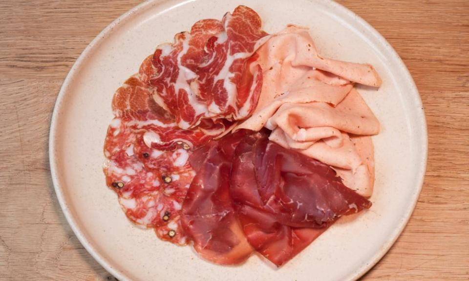 a plate of salumi