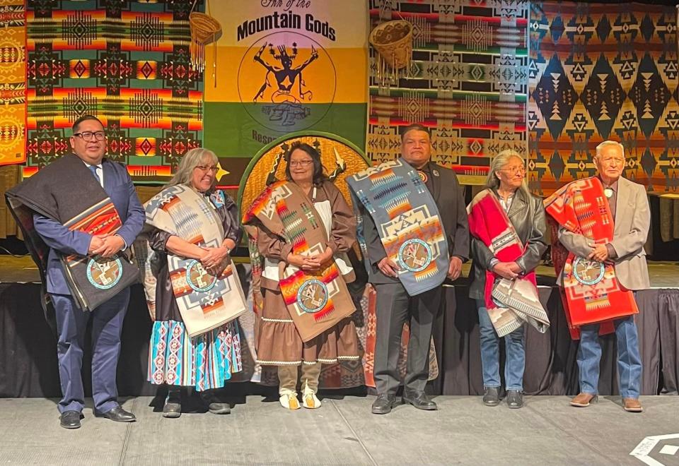 The newly elected council members for the Mescalero Apache Tribe at the 2024 tribal inauguration at the Inn of the Mountain Gods on Friday, Jan. 12.