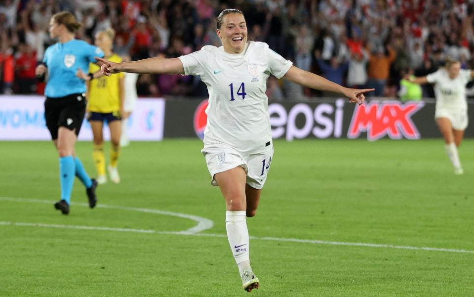 Fran Kirby celebrates scoring their fourth goal - REUTERS