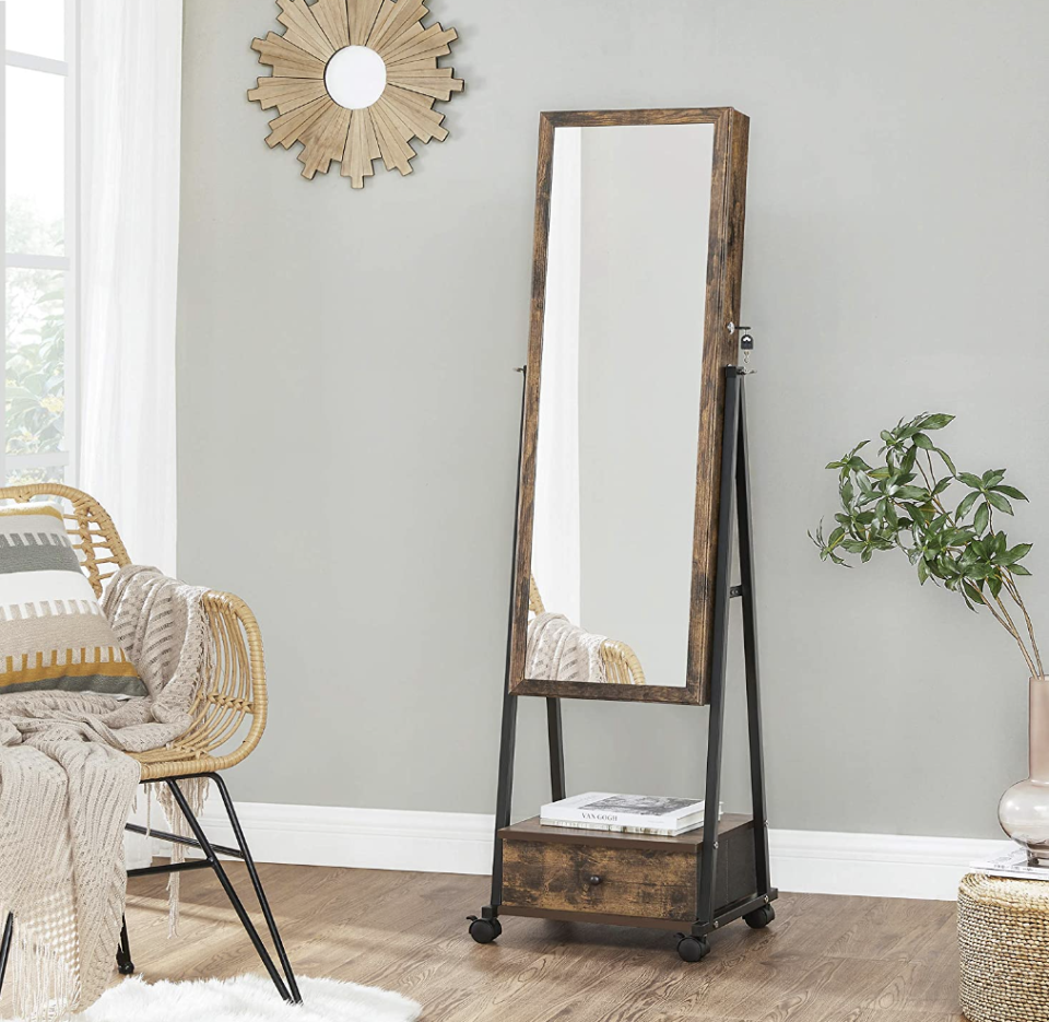 <h2>For the bedroom...</h2><br><br>A cleverly designed mirror that also holds all your treasures.<br><br><strong>Luke Henley</strong> Floor Standing Jewellery Cabinet With Mirror, $, available at <a href="https://ebay.us/vz1MN2" rel="nofollow noopener" target="_blank" data-ylk="slk:eBay" class="link ">eBay</a>