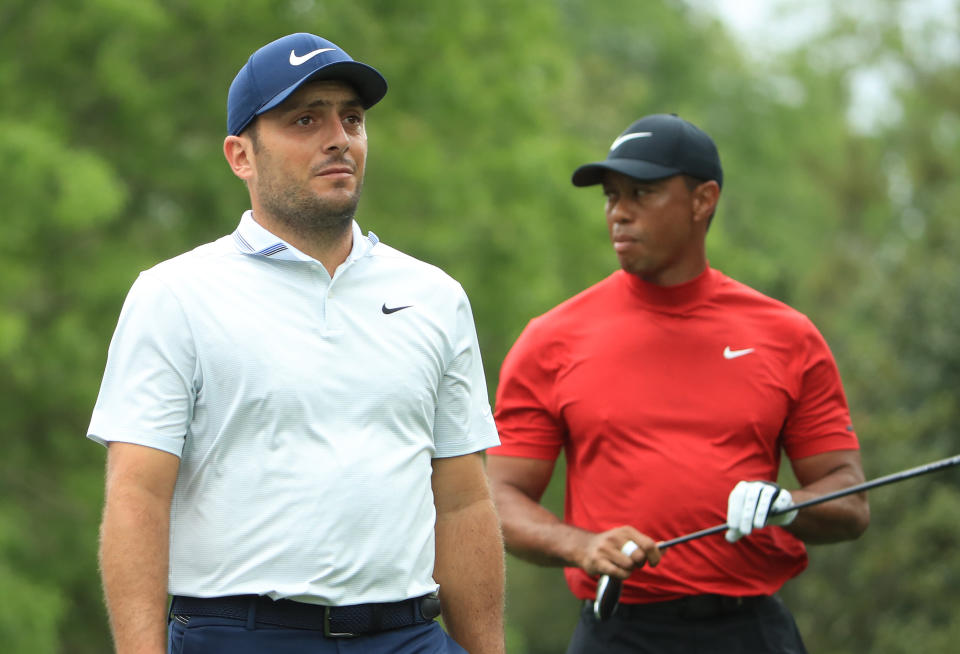Francesco Molinari looks like he's seen a ghost ... or a Tiger. (Getty)