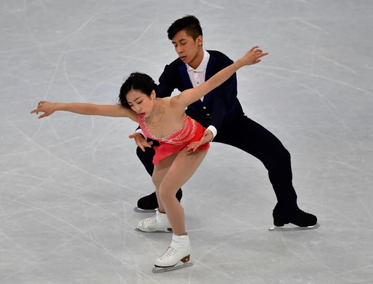 Gold medallists China's Sui Wenjing and Han Cong compete in the pairs free skating event at the ISU World Figure Skating Championships in Helsinki, Finland on March 30, 2017