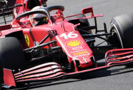 Ferrari driver Charles Leclerc of Monaco steers his car during the first free practice at the Hungaroring racetrack in Mogyorod, Hungary, Friday, July 30, 2021. The Hungarian Formula One Grand Prix will be held on Sunday. (AP Photo/Darko Bandic)