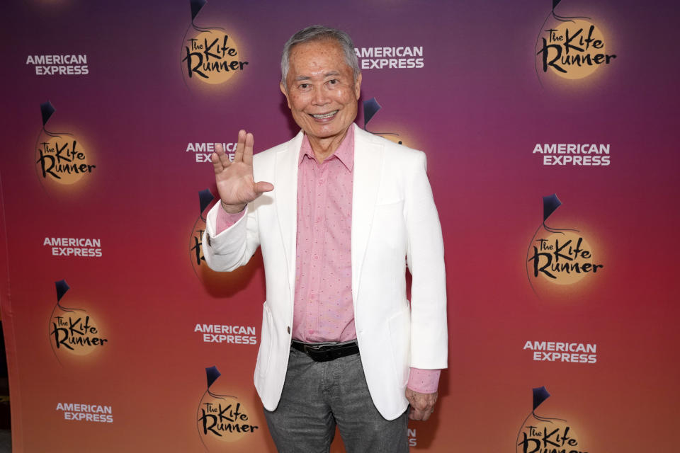 FILE - George Takei attends "The Kite Runner" Broadway opening night at the Hayes Theater on Thursday, July 21, 2022, in New York. Takei turns 86 on April 20. (Photo by Charles Sykes/Invision/AP, File)