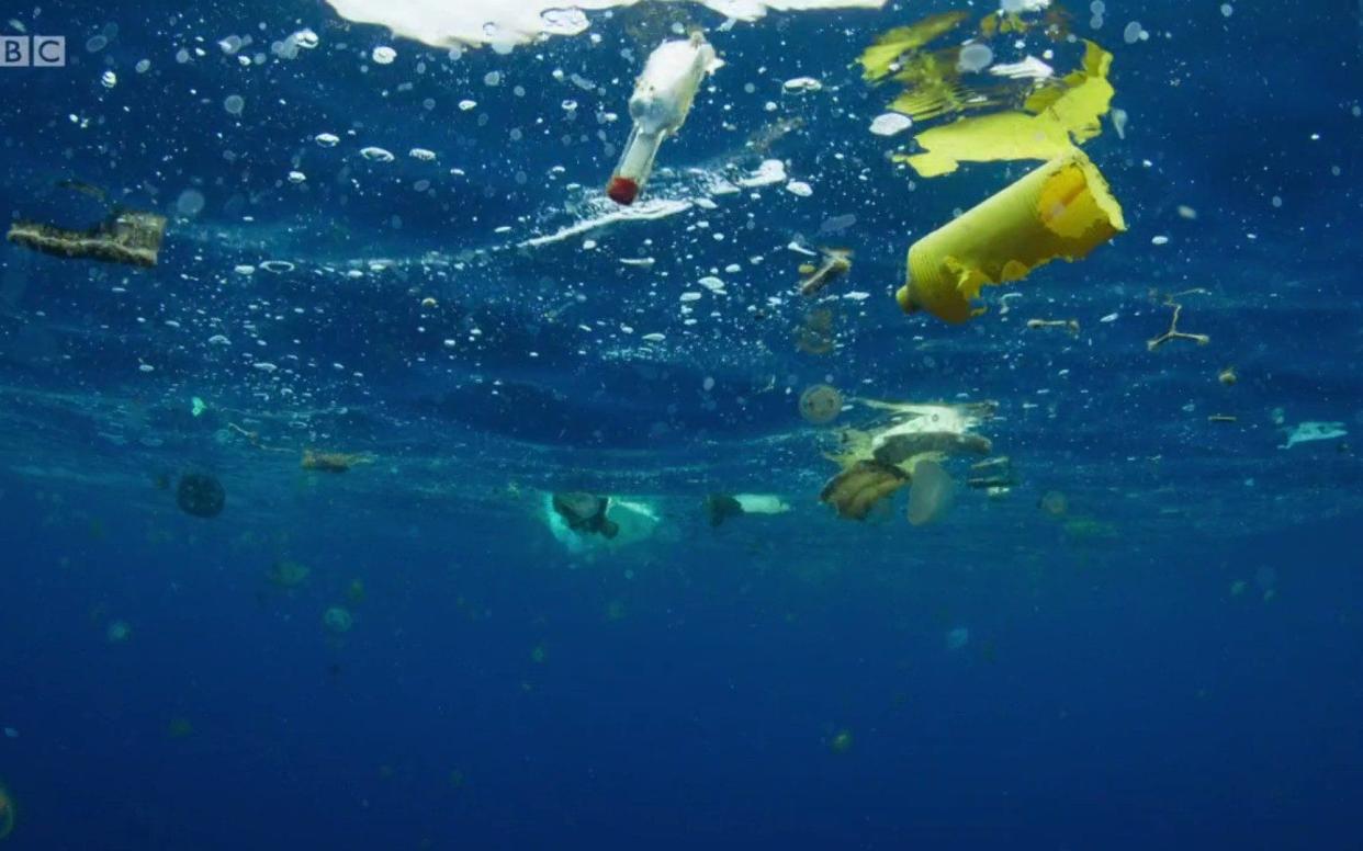 Footage showing plastic pollution in the ocean from the programme Blue Planet - Blue Planet 