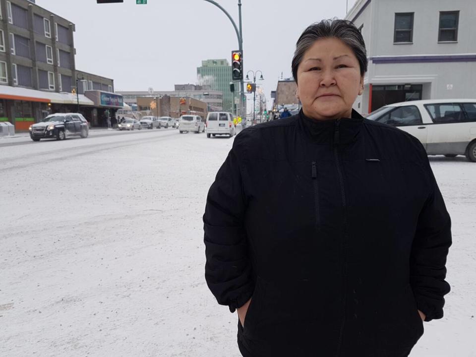 Annie Thrasher in a file photo from 2017. Thrasher says she's been waiting for four months for the window in her Yellowknife public housing unit to be fixed. (Curtis Mandeville/CBC - image credit)
