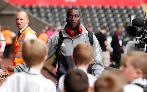 Romelu Lukaku arrives at the Liberty Stadium - Credit: REUTERS