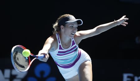 Tennis - Australian Open - Fourth Round - Melbourne Park, Melbourne, Australia, January 20, 2019. Danielle Collins of the U.S. in action during the match against Germany's Angelique Kerber. REUTERS/Aly Song