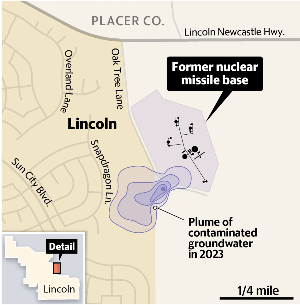 map of Titan missile base near Lincoln showing plume of contamination