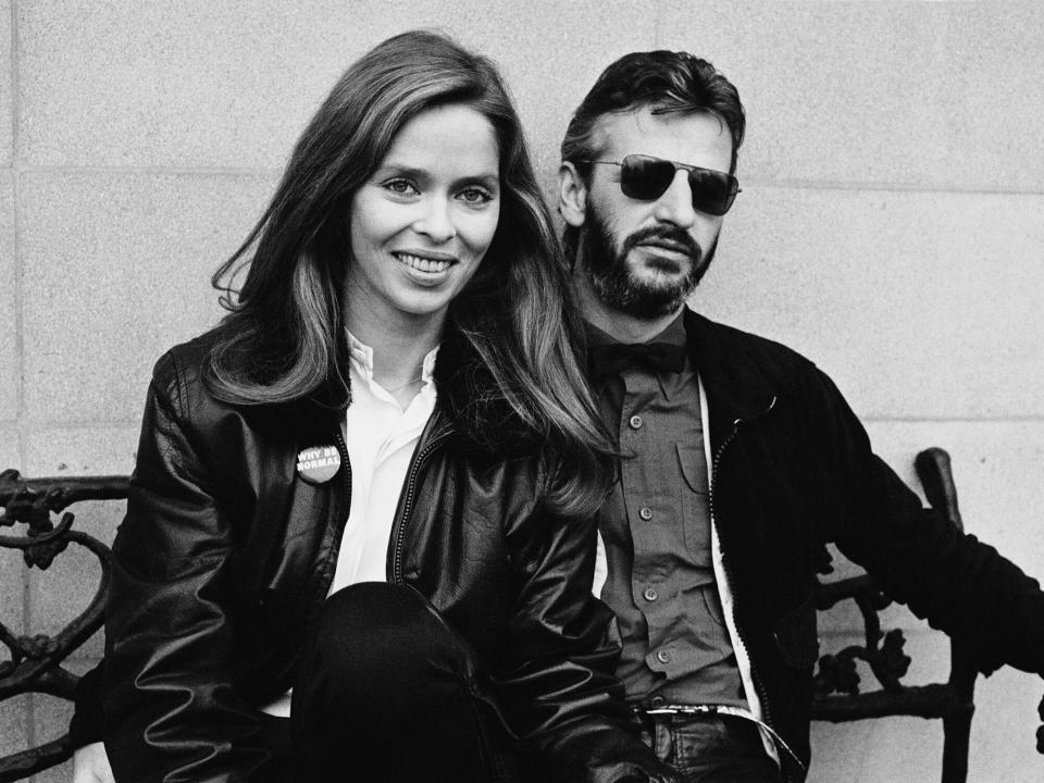 Ringo Starr, formerly of the Beatles, with his wife, American actress Barbara Bach, London, 1981