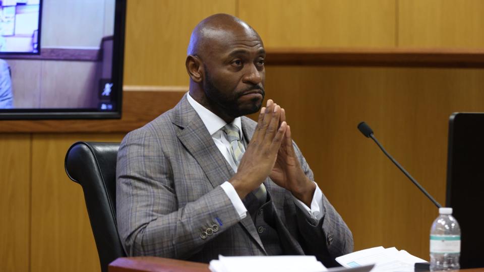 Special prosecutor Nathan Wade testifies during a hearing in the case of the State of Georgia v. Donald John Trump at the Fulton County Courthouse on Feb. 15, 2024 in Atlanta.