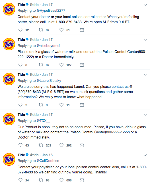 Tide's many responses to fans of the pod.
