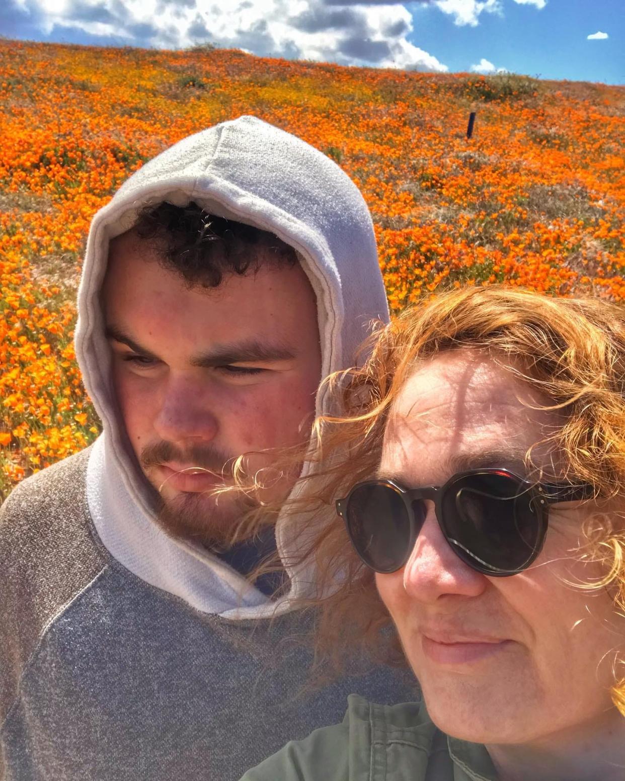 Shannon Rosa and her son, Leo, visit the Antelope Valley poppy preserve in 2019.