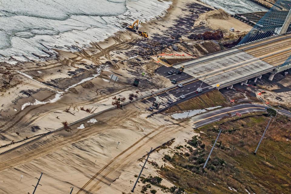 The Indian River Inlet Bridge is shown after Hurricane Sandy on Oct. 30, 2012. Researchers installed sensors to gather detailed tide and surge data during storms.