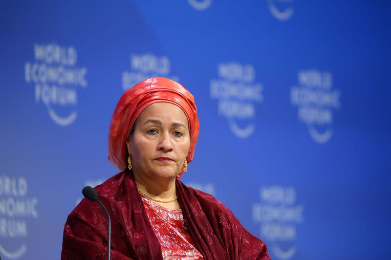 FILE PHOTO: Amina Mohamed, Deputy Secretary-General of the United Nations, looks on during the official opening of the World Economic Forum on Africa in Cape Town