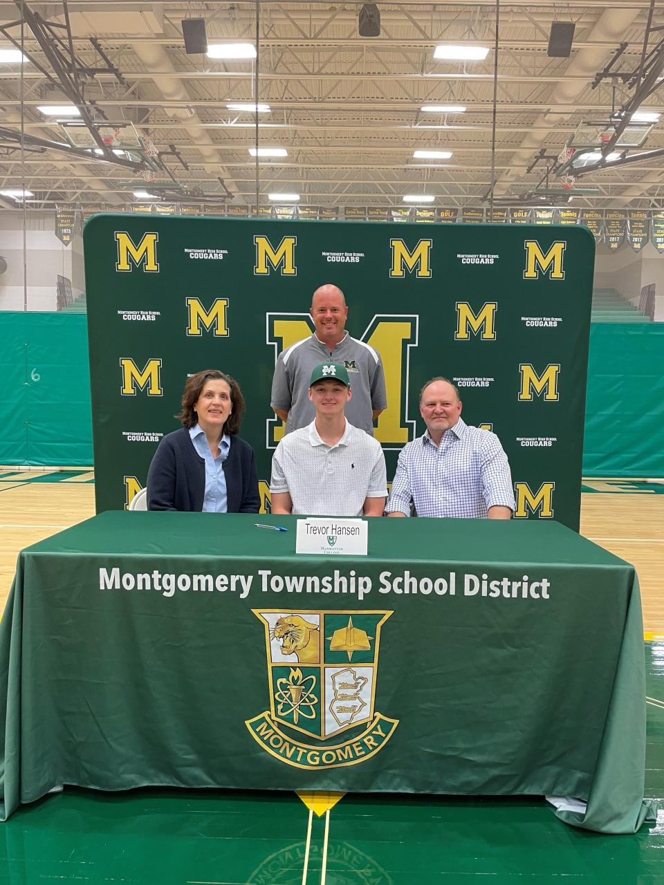 Montgomery's Trevor Hansen signs his National Letter of Intent to play baseball at Manhattan College on Wednesday, Nov. 10, 2021.