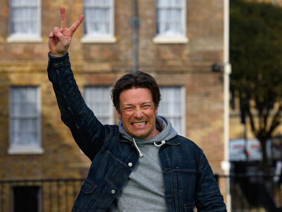 Jamie Oliver poses as he is interviewed in Westminister after British Chancellor of the Exchequer, George Osborne reveals the 2016 budget statement on March 16, 2016 in London, England. Today's budget will set the expenditure of the public sector for the year beginning on April 1st 2016 against the revenues gathered by HM Treasury. (Photo by )