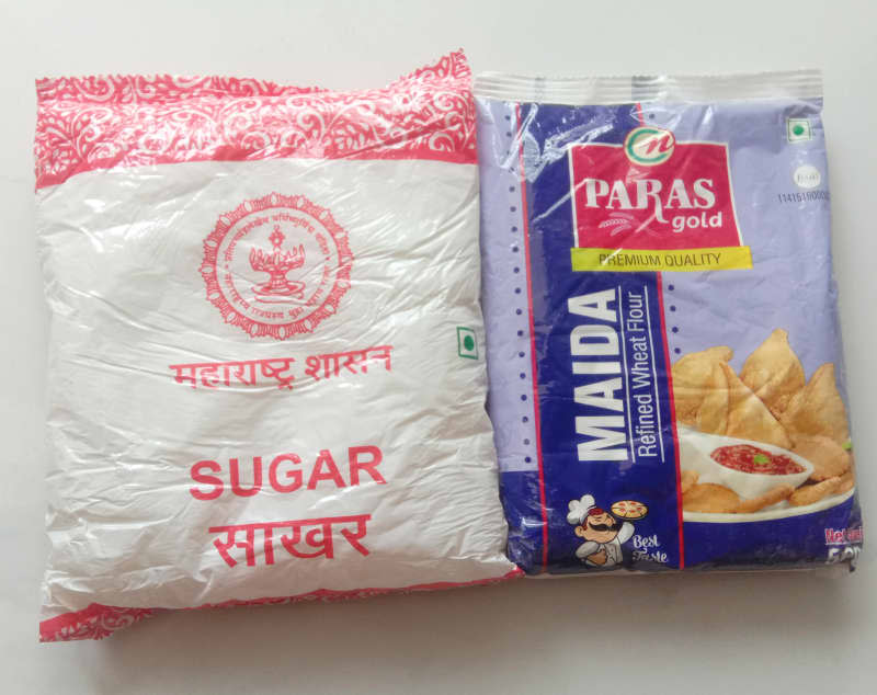 packages of sugar and flour