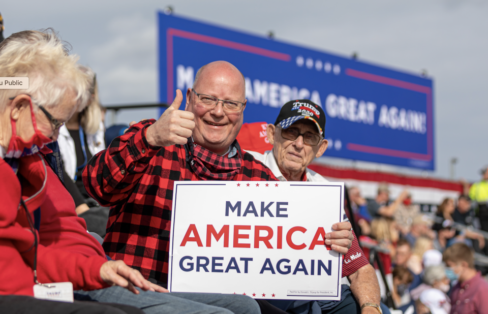 Bill Batchelder of Bemidji, Minnesota, attended Trump's Sept. 18 campaign event in his hometown. Batchelder said that he believes in the dangers of COVID-19 but felt safe at the rally with its temperature checks and mask handouts.