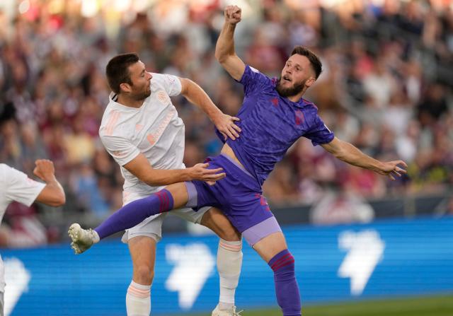 Keegan Rosenberry, right, and the Colorado Rapids are coming off a 1-0 loss in the US Open Cup Wednesday night to Real Salt Lake.