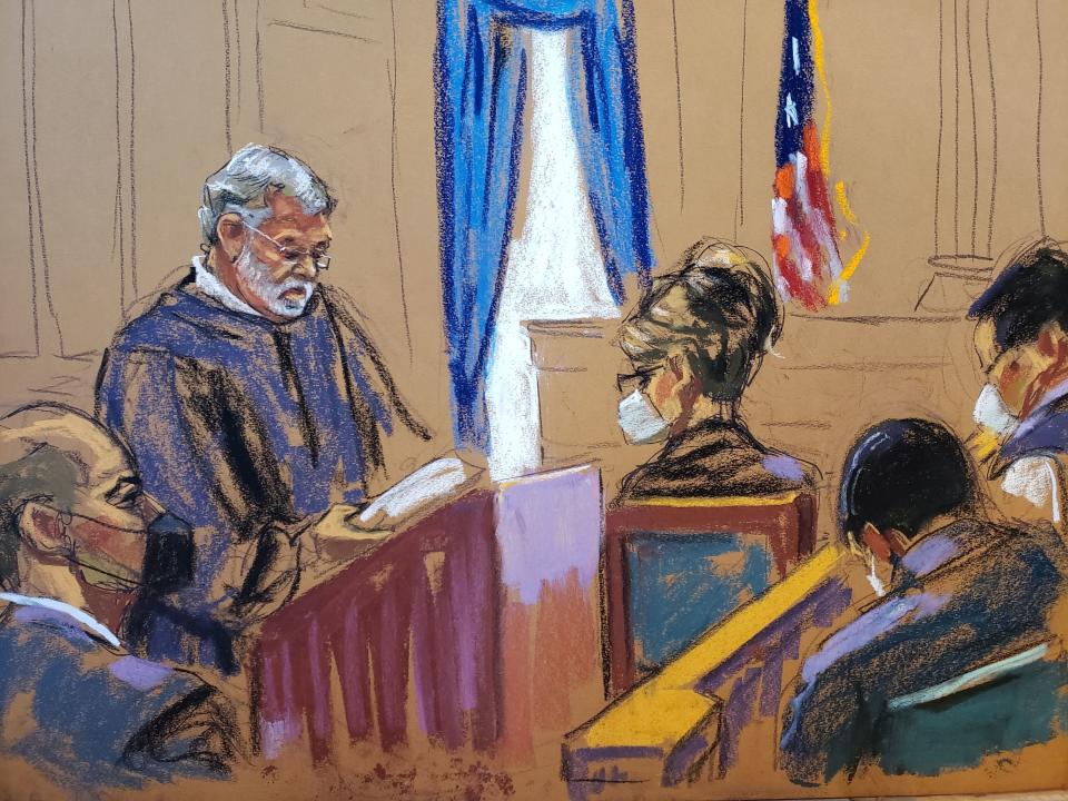 Sarah Palin looks on as U.S. District Judge Jed Rakoff instructs the jury 