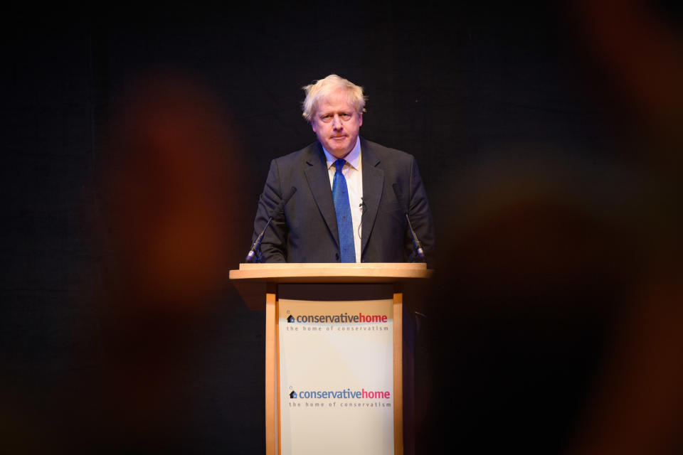 Boris Johnson MP speaks at a fringe event organised by Conservative Home during the Conservative Party annual conference, at the International Convention Centre, Birmingham. Picture date: Tuesday October 2nd, 2018. Photo credit should read: Matt Crossick/ EMPICS.