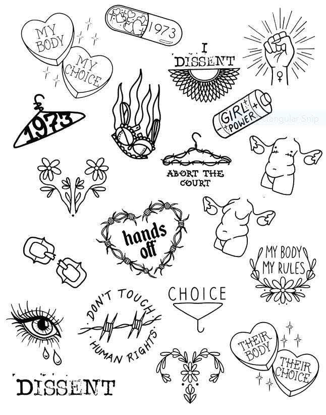 Some of the flash tattoos being offered at HOWL this Sunday for the national “My Body My Choice Tattoo Flash Event."