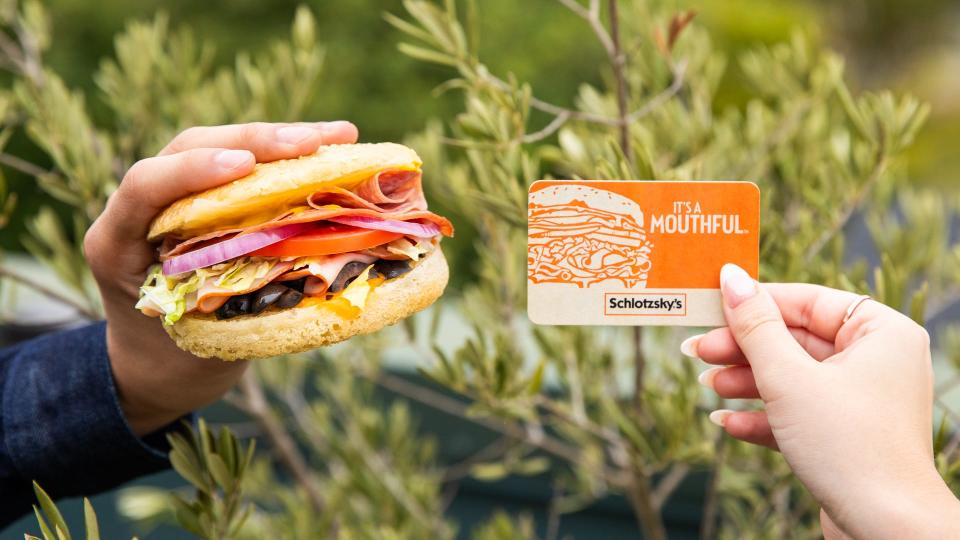Between Black Friday and Cyber Monday, get two $5 eRewards for every $25 purchased in Schlotzsky’s gift cards.