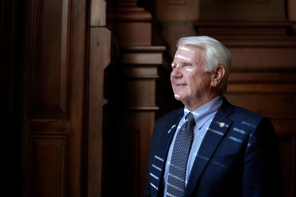 New Georgia House Speaker Jon Burns poses for a portrait at the Georgia State Capitol, Thursday, Jan. 5, 2023, in Atlanta. (AP Photo/Brynn Anderson)