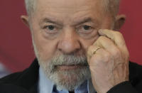 FILE - Brazil's former president who is running for reelection, Luiz Inacio Lula da Silva, looks on during the launch of his plan for the federal government, in Sao Paulo, Brazil, June 21, 2022. Almost half of Brazilian women say they will vote for Brazil’s President Jair Bolsonaro's opponent, Da Silva, while some polls show only one in five women will vote for Bolsonaro. (AP Photo/Andre Penner, File)