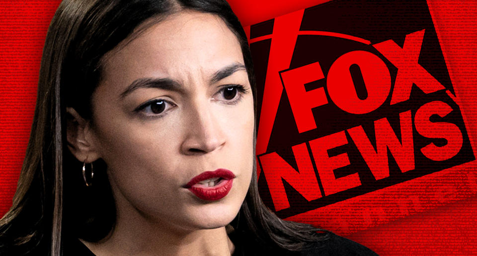 Alexandria Ocasio-Cortez and Fox News. (Photo illustration: Yahoo News; photo: AP)