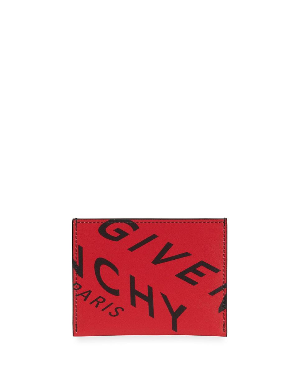 Men's Logo Typographic Leather Card Case