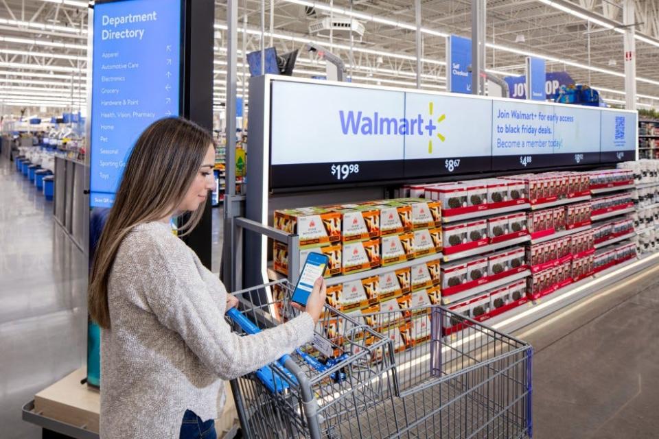 Example of Walmart's nationwide transformation od displays including digital screens throughout the store.