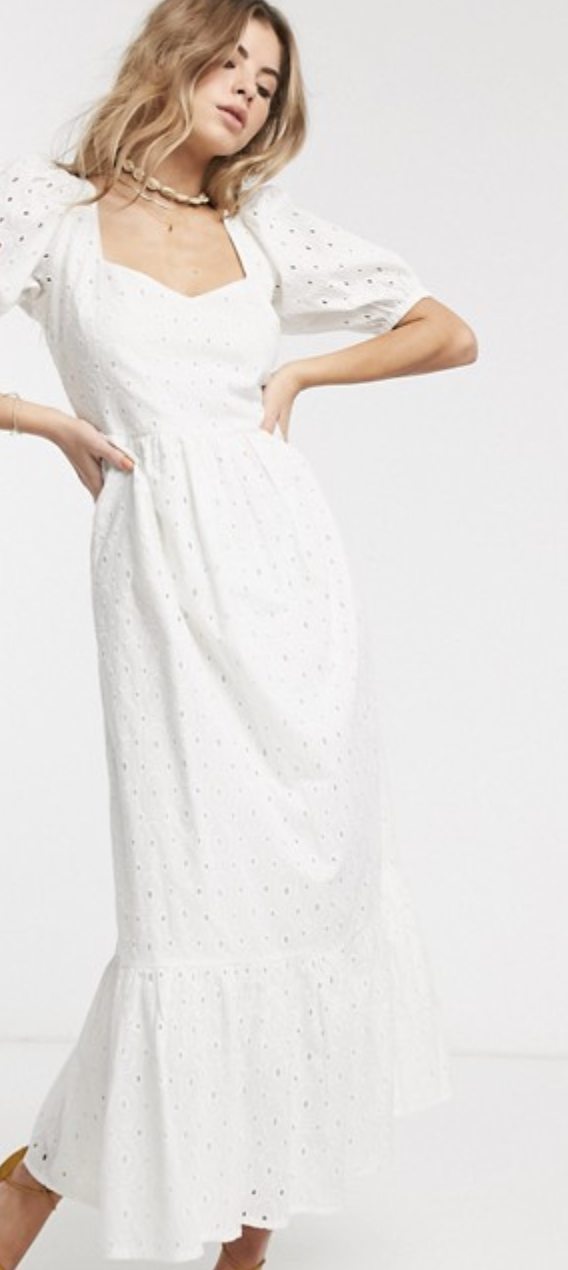 ASOS DESIGN Broderie Tiered Maxi Dress