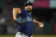 Seattle Mariners starting pitcher Robbie Ray throws to a Los Angeles Angels batter during the fifth inning of a baseball game Tuesday, Aug. 16, 2022, in Anaheim, Calif. (AP Photo/Marcio Jose Sanchez)